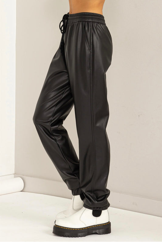 NEWEST ARRIVAL high-waisted leather joggers