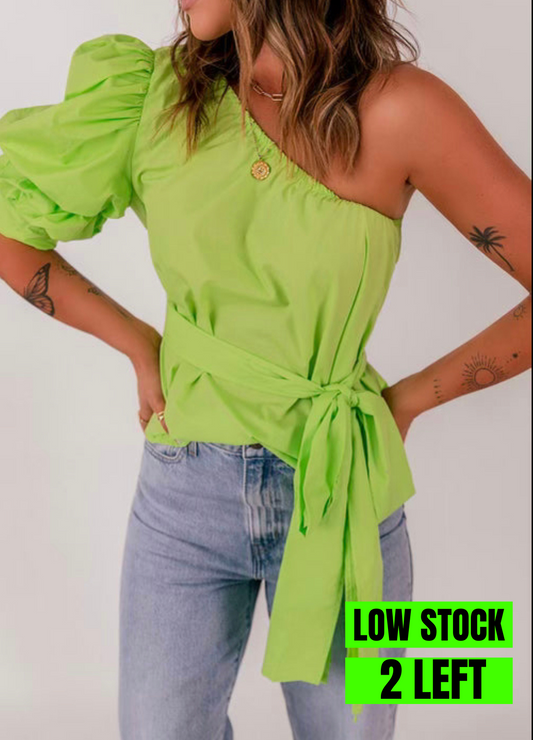 lime puff sleeve top